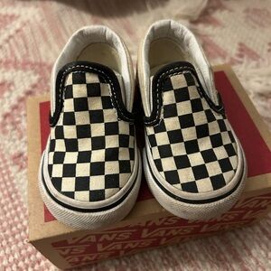 Vans infant size 3 black and white checkered slip on sneakers